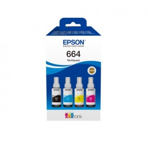 Epson 664 EcoTank (C13T66464A) Ink Cartridge, Black, Cyan, Magen