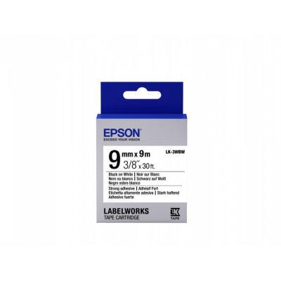 Epson LK-3WBW (C53S653007) Label Tape Cartridge, Strong Adhesive