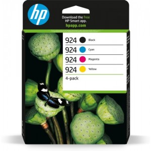 HP 924 CMYK 4-Pack (6C3Z1NE) Ink Cartridge Multipack, BK/C/M/Y