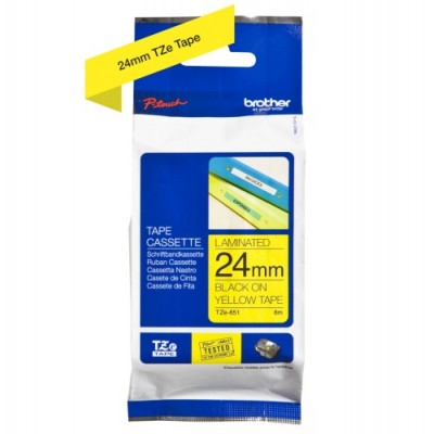 Brother TZe-651 (TZE651) Laminated Labelling Tape Cassette, Blac