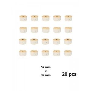Zebra 800262-125 57mm x 32mm termopaberist etiketid 25 mm südamikuga, tootja Dore, 20 tk