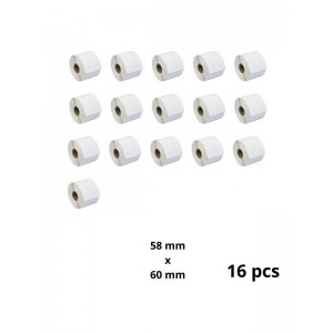 Zebra 58mm x 60mm termopaberist etiketid 25 mm südamikuga, tootja Dore, 16 tk