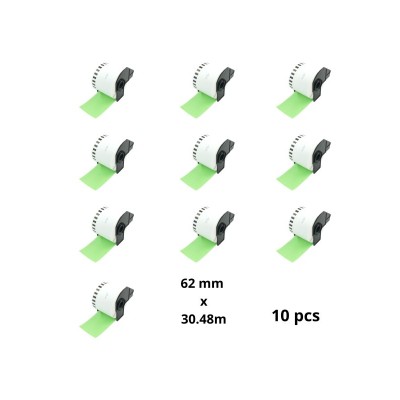 Brother DK-22205 DK22205 Green 62mm x 30480mm termopaberist etiketid, tootja Dore, 10 tk