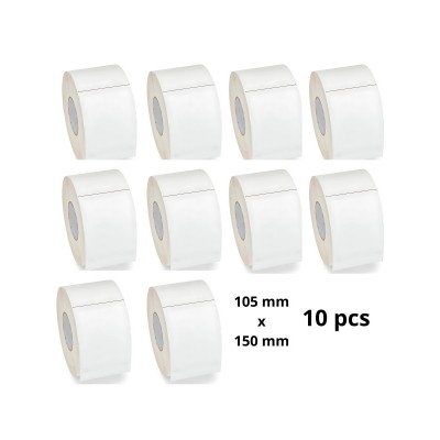 Termosildid 105mm x 150mm, 76 mm südamik, rull 1000 tk, eemaldatav, 10tk