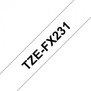 Brother TZe-FX231 Flexible Labelling Tape 12mm 8m, Black on Whit