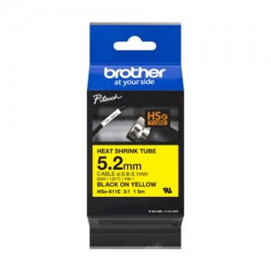 Brother HSe-611E (HSe611E) Heat Shrink Tube Labelling Tape, Blac